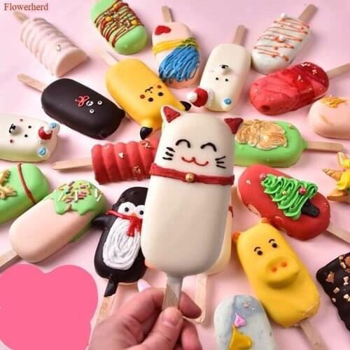 Handmade Fondant Tools White Silicone 4 Holes Cream Mold DIY Popsicle Mold Ice Cream Mold Cake Stencil Chocolate Ice Mold