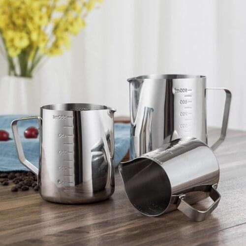 350/550/900ml Stainless Steel Pull Flower Cup with Graduated Measuring Milk Frothing Jug Espresso Coffee Latte Milk Frothing Pot