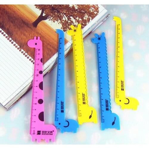 40Pcs/lot Cartoon Animal Giraffe Ruler 15cm Ruler School Supplies Stationery Party Gift For Kids
