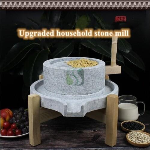 Home use Tahini making machine corn paste milling machine granite stone mill wheat flour grinder machine with wooden frame