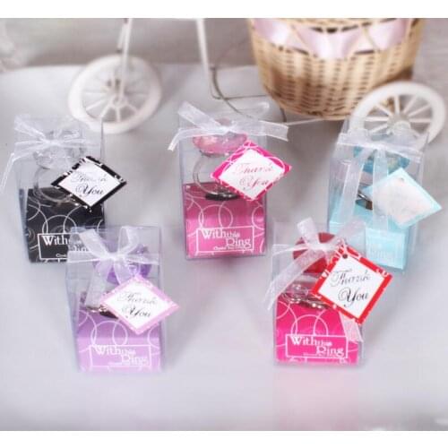 Metal ABS Crystal Ring Keychain With This Ring Key Ring Wedding Favors Gifts 5 Colors LX5132