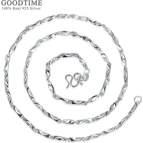 Fashion Pure 925 Sterling Silver Chain For Men Jewelry Genuine Silver Necklaces Male Chain Generous Style Gift For Boyfriend