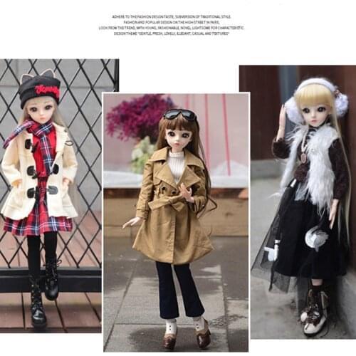 Fashion Cloth For 60cm BJD Doll Casual Cool Suit DIY BJD Dolls Winter Clothes Outfit Shoes Make up Dolls for girls