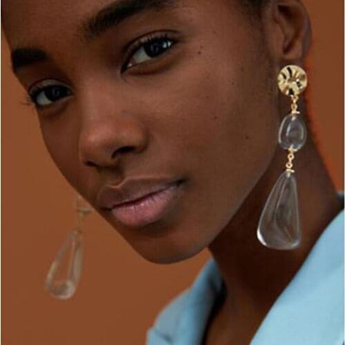 Fashion Candy Color Drop Earrings Translucent Resin Geometric Punk Earrings High Street Photography Earring Jewelry for Women