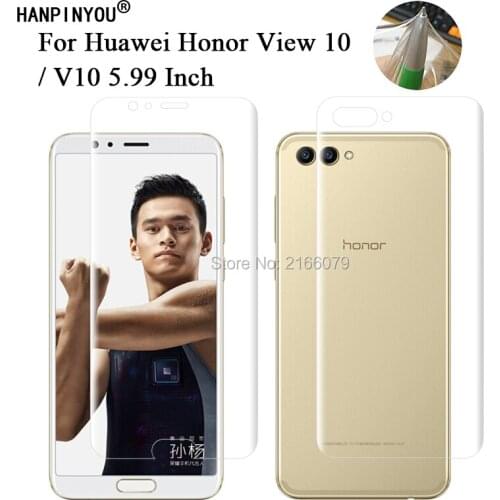 For Huawei Honor View10 / V10 5.99" Soft TPU Front Back Full Cover Screen Protector Transparent Protective Film + Clean Tools