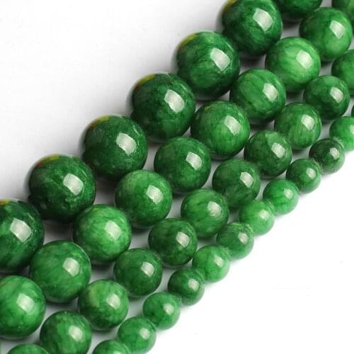 6 8 10 12mm Dark Green Jades Stone Beads For Jewelry Making Natural Loose Spacer Beads DIY Bracelet Charms Accessories 15
