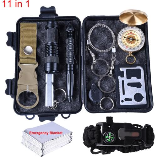 Outdoor survival kit Set SOS Camping equipment Multifunction First aid Kits Travel EDC Emergency Supplies Tool for Wilderness