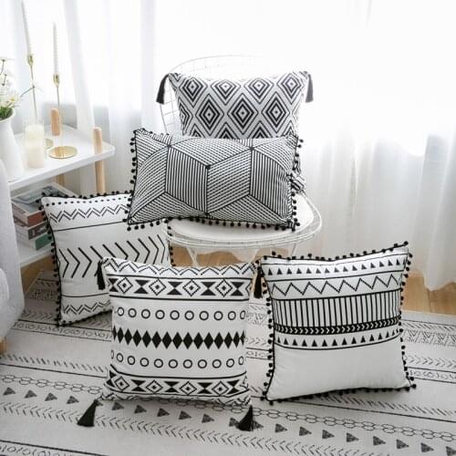 Nordic Simple Mesh Red Plaid Pillow Cover Bohemian Style Pillow Cushion Sofa Bed Waist Backrest pillow cases home decor