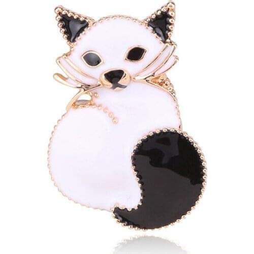 New Design White Color Oil Drop Brooches Cute Fox Brooch Animals Pins for Fashion Jewelry Wedding Party Best Gifts