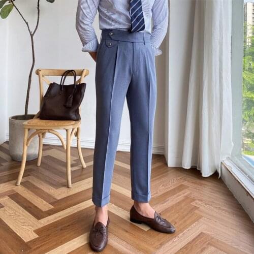 Autumn Mens Trousers 2021 High-waist Straight Drape Casual Business Dress Pants Office Social Wedding Street Fashion Long Pants