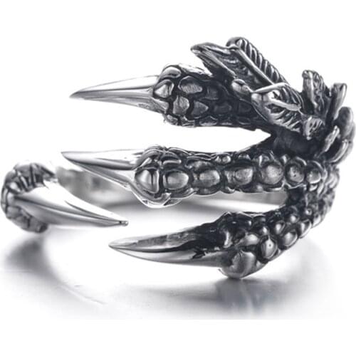 Punk Dragon Claws Open Ring Fashion Metal Rings For Men Accssories Jewelry Halloween Bijoux Retro Rings best gift