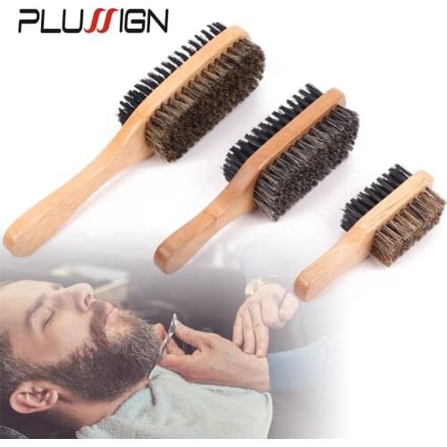 Plussign 1Pcs Top Beard Brush Stiff Boar Bristle Beard Grooming Brush For Men Professional Salon Use Brushes Edge Control Comb