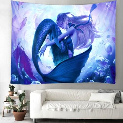 Psychedelic mermaid tapestry mermaid tapestry wall hanging beautiful sea daughter ethnic characteristics home decoration