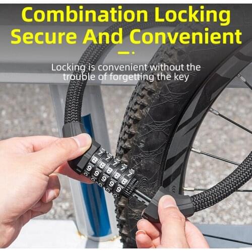 ROCKBROS ABS Lock Anti-theft Soft Ultra-light Knit Bicycle Lock Zinc Alloy Thicken Password Cylinder Elasticity Bike Accessories