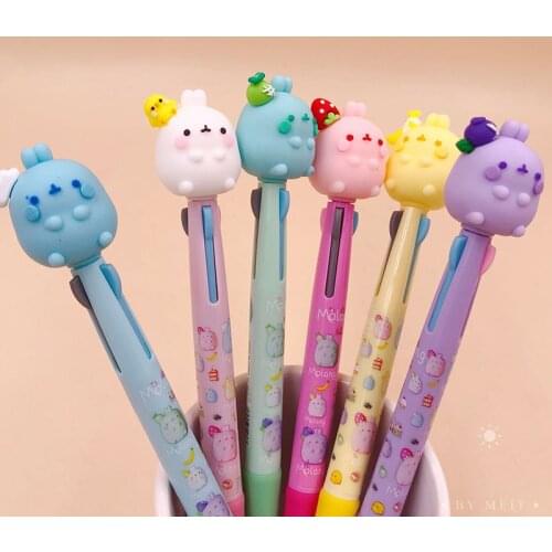 36 pcs/lot Cartoon Molang Rabbit 3 Colors Ballpoint Pen Cute Fruit ball pens School Office writing Supplies Stationery Gift