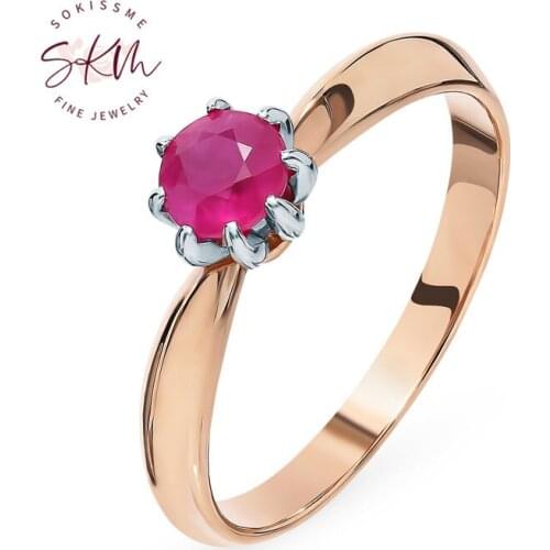 SKM Classic Ruby Rings 14k rose gold rings for women wedding rings designer Promise Luxury Fine Jewelry