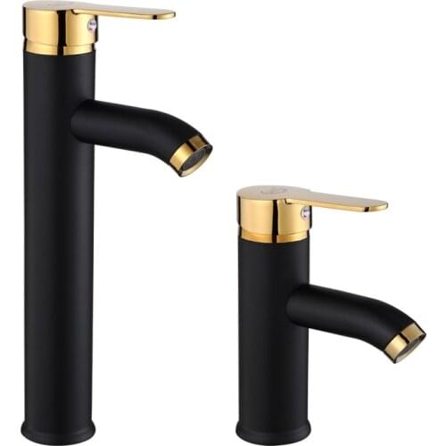 Bathroom Basin Faucets Cold/Hot Mixer Basin Sink Tap Black Golden Water Kitchen Faucet Bathroom Vessel Sink Tap One Hole