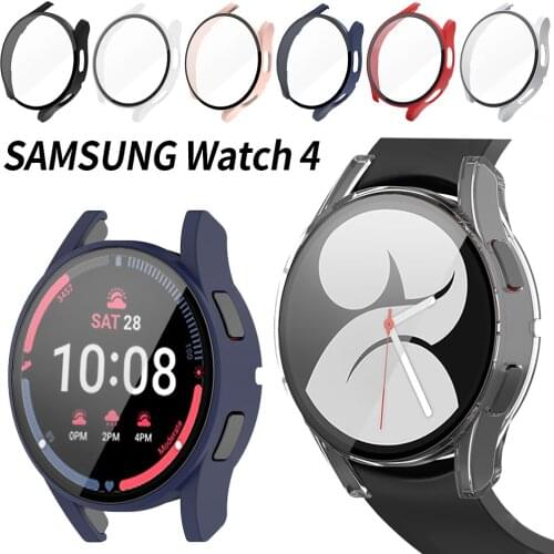 Glass+Case For Samsung Galaxy watch 4 44mm 40mm All-Around cover bumper+Screen Protector watch4 accessories