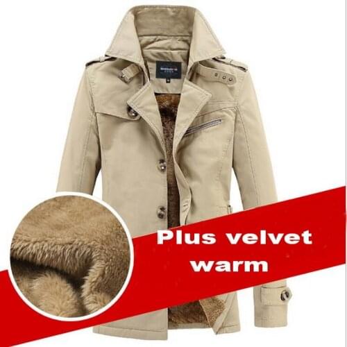 Men Trench Casual Jackets For Men Long Trench High Quality Plush Warm Trench Windbreakers Men Thickened Warm Winter Coat