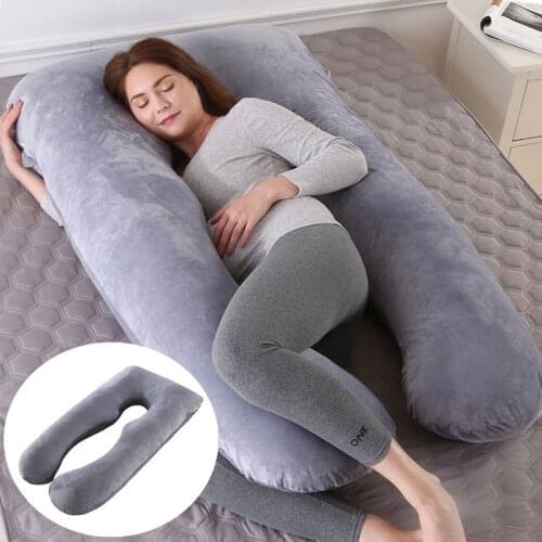 U Shaped Pregnancy Pillow Case Sleeping Support Pillowcase Washable Removable Velvet Maternity Pillow Cover Side Sleepers Cover