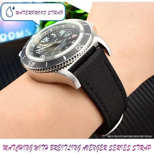 Universal canvas strap for B-reitling Avenger blackbird ocean culture pilot Challenger mens watch accessory 22mm
