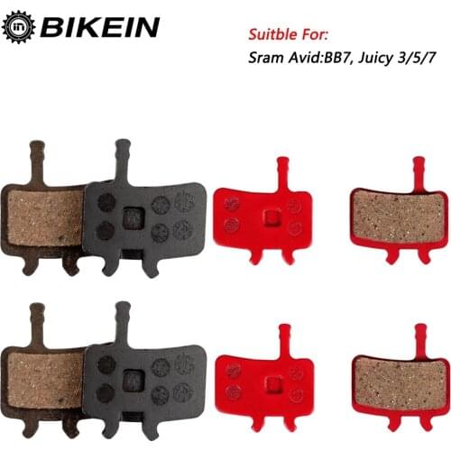 BIKEIN 4 Pairs Cycling Bicycle Resin Disc Brake Pads For Sram Avid BB7 Juicy 3/5/7 Semi-Metallic MTB Bike Hydraulic Brake Pads