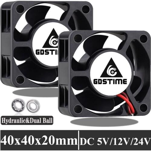 2PCS Gdstime 40mm 24V 12V 5V Fan 4020 Mini Computer Case Cooling Fan DC Brushless Ball bearing Sleeve Bearing 4cm 40x40x20m