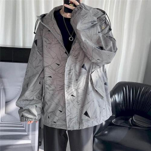 Spring Reflective Jacket Men Women Autumn Korean Loose Long sleeve Temperament Coat 2021 Fashion Casual Pocket Chic Jackets