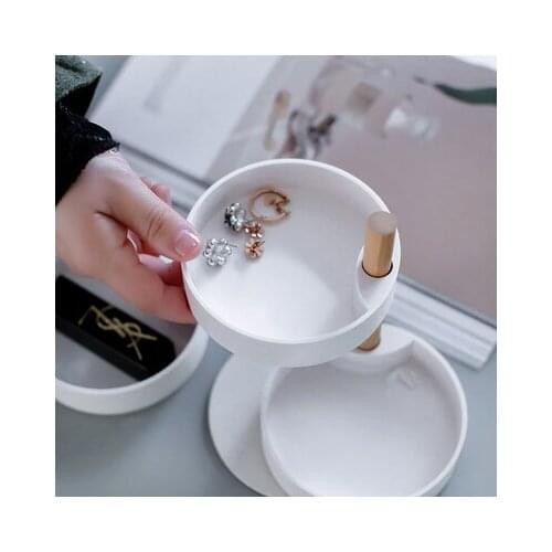 Nordic Pure White Rotating Jewelry Storage Boxes Desktop Debris Storage Small Box Layered Storage Finishing Box