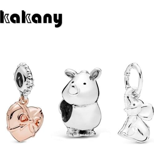 Kakany New High Quality Fashion 100% S925 Sterling Silver Rino The Rhinoceros Charm Ladies Bracelet Bracelet Diy Jewelry