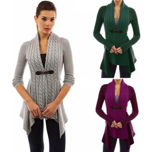 Uguest 2018 Autumn And Winter Cardigan Women Fashion Sweater Loose Coat With Belt Elegant