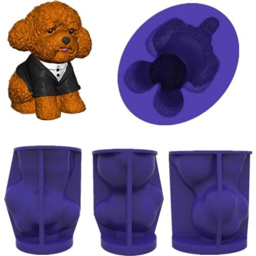 1 Pc 3D Toy Cute Dog Epoxy Resin Mold Ornaments Home Decorations Casting Silicone Mould DIY Crafts Plaster Candle Mold