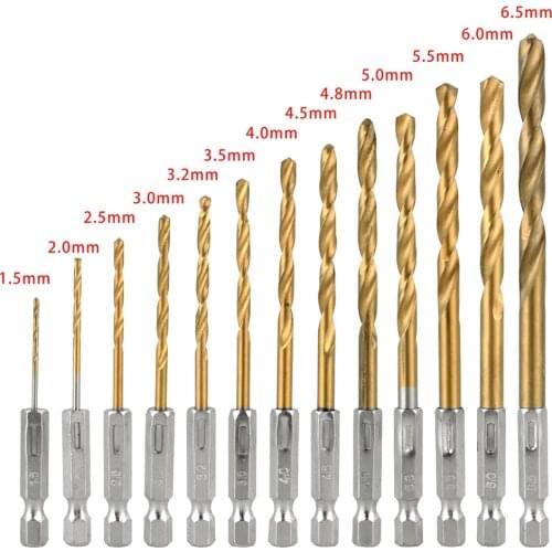 13pcs Drill Bit Set For Stainless Steel Woodworking Twist Drill Bit Drill Hole Cutter Metal Drilling 1.5-6.5mm Wooden Hand Tool