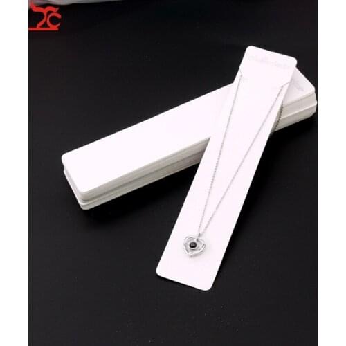 19x4cm White Long Strip Rectangle Necklace Cards Packing Display Jewelry Organizer DIY Handmade Paper Cards 24Pcs/Lot