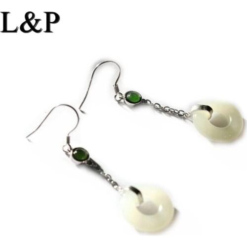 2018 New Arrival Fashion HETIAN Stone 925 Sterling Sivler Drop Earrings For Women Fine Jewelry Wholesale