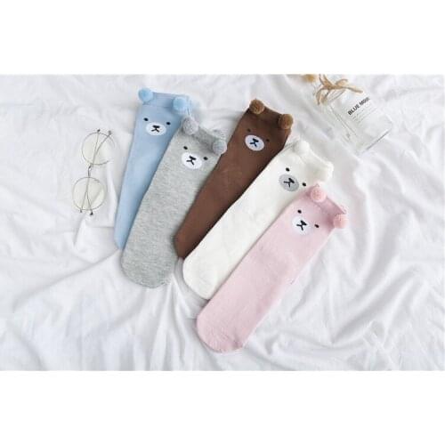 240pairs/lot cotton 3D cute cartoon animal bear ear sock/animal bear sock with ear
