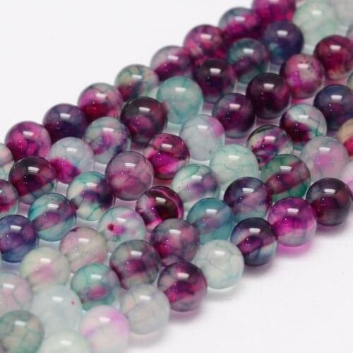 6mm Colorful Dyed Natural Dragon Veins Round Bead Strands,Hole: 1mm; about 62~63pcs/strand, 14.5" F70