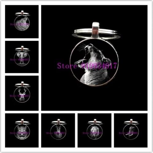 White and Black Lion Key Ring,Tiger and Zebra Keychain,elephant Key Holder, Wild Animal Art Photo Glass Cabochon Key Chain