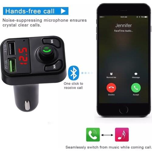 Bluetooth 5.0 Fm Modulator Wireless Audio Transmitter 3.1A Dual Usb Phone Charger Support Tf Card U-Disk Music Player Car Kit