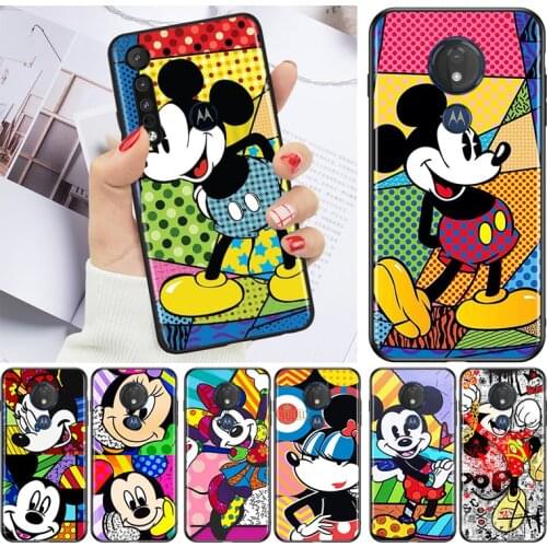 Color Disney Mickey for Motorola G9 G8 G E7 E6 One Play Marco Hyper Fusion Stylus Power Edge Plus Black Phone Case
