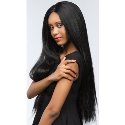Black Long Straight Layered Wigs Women Synthetic Heat Resist Full Hair Wig