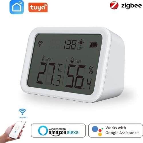 Tuya ZigBee Smart Home Temperature And Humidity Sensor With LCD Screen Display Works With Google Assistant And Tuya Zigbee Hub