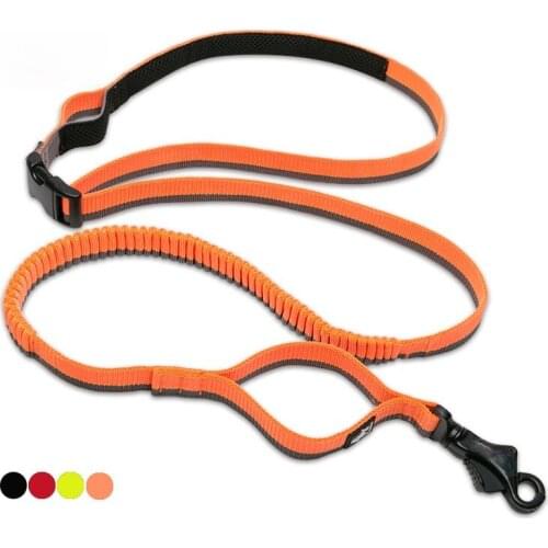 Dog Running Bungee Leash Hand-held Waistworn Adjustable Nylon Elastic Retractable Dog Lead for Running Jogging Walking Dog Leash