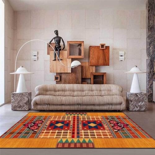 Geometric Diamond Rug Irregular Stitching Pakistan Ethnic-Style Red Blue and Yellow Carpet Living Room Bedroom Bed Blanket Mat