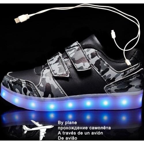 Fashion 25-37 Led Childrens Sneakers Kids shoes USB Charging Lighted Luminous Sneakers Boy/Girls LED lights glow Children Shoes