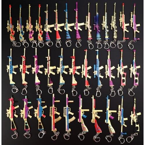50pcs/lot New Skin PUBG Keychain Battlegrounds Weapon Model Awmakm 98K Gun Keyring 12cm Key Chain Army Jewelry Mixorder