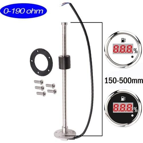 New Digital 52MM Fuel Level Gauge Oil Tank Indicator For Marine Boat Car Truck Accessories 150-400mm Fuel Level Sensor Set
