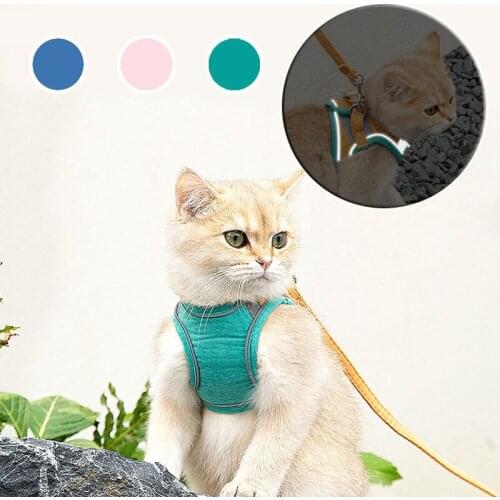 Reflective Pet Leash Set Fashion Cat Harness for Kitten Cute Puppy Vest Harnesses Outdoor Walking Small Cats Collar Dropshipping