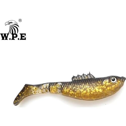 W.P.E Soft Lure 5pcs/pack 100mm Artificial Fishing Bait 3D-eyes Soft shake body T-Tail Swimbaits Wobblers Fishing Tackle Baits