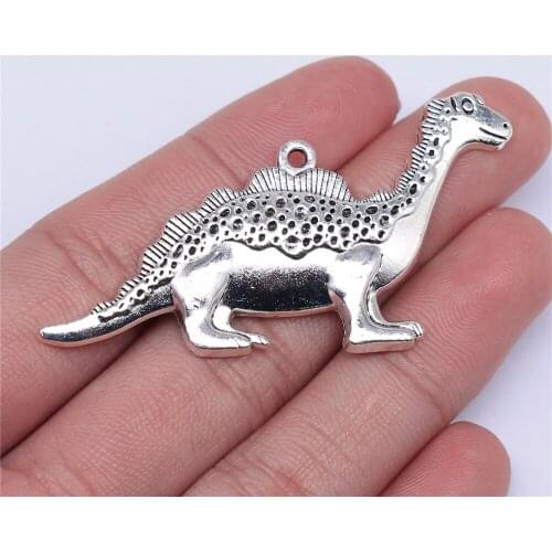 WYSIWYG 2pcs 63x31mm 2 Colors Antique Bronze Plated Dinosaur Pendants Big Dino Charm Pendants Large Dino Charm